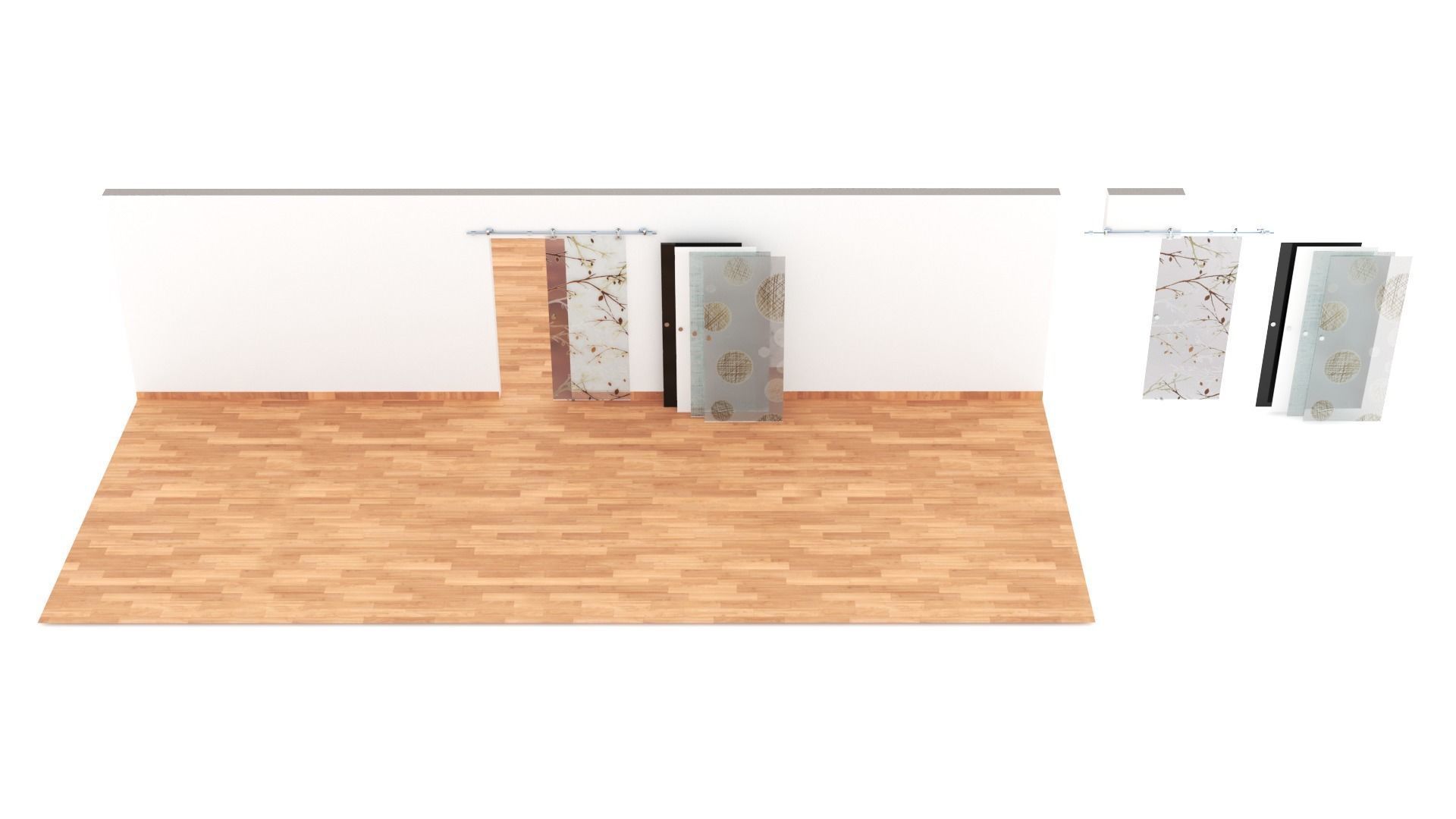 Sliding interior glass door - Full wall section 3D model_4