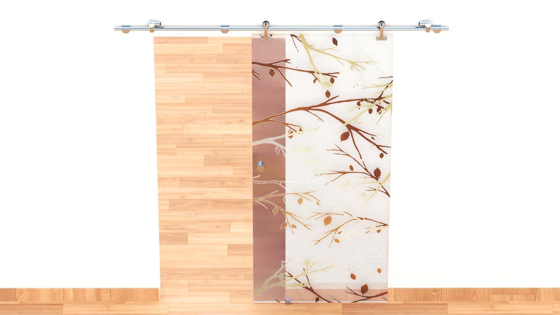 Sliding interior glass door - Full wall section 3D model_1