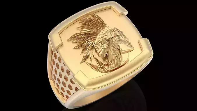Warrior Indian ring silver gold jewelry printable 3D model