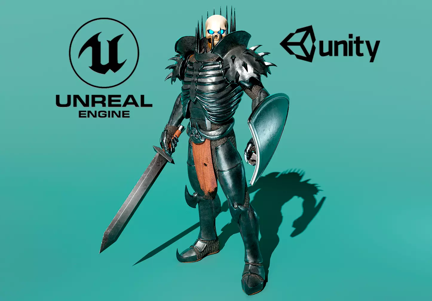 Skull Knight Low-poly 3D model_0