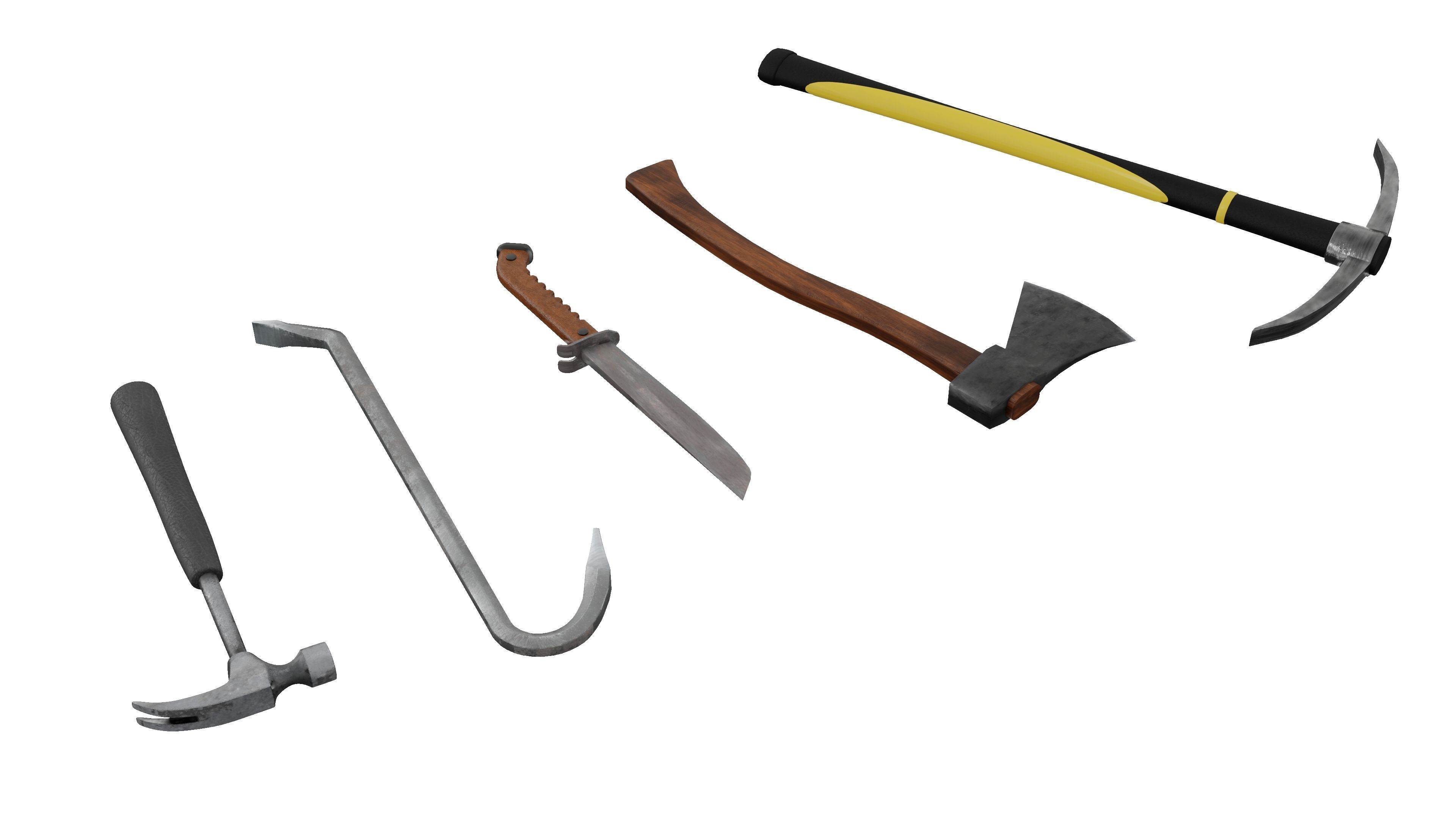 Melee Pack Low-poly 3D model_4