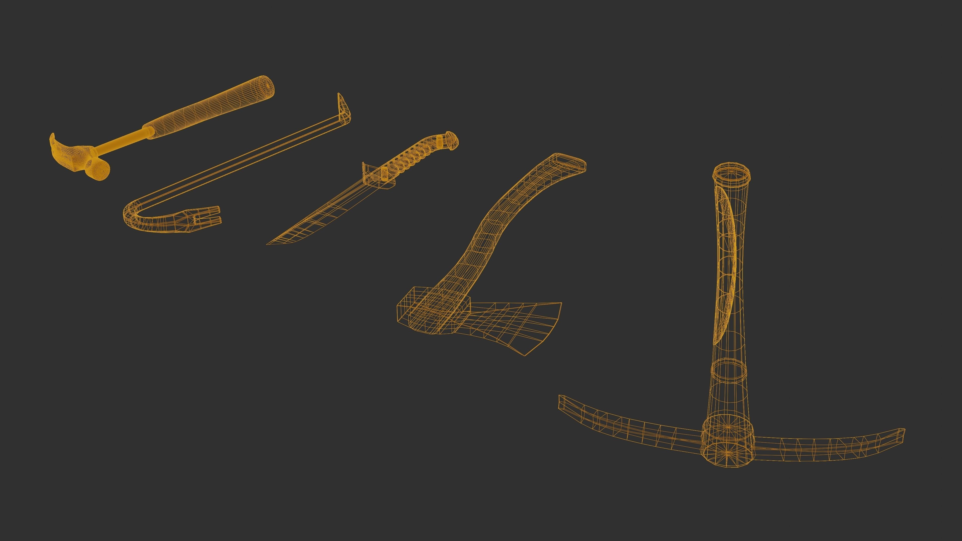 Melee Pack Low-poly 3D model_8