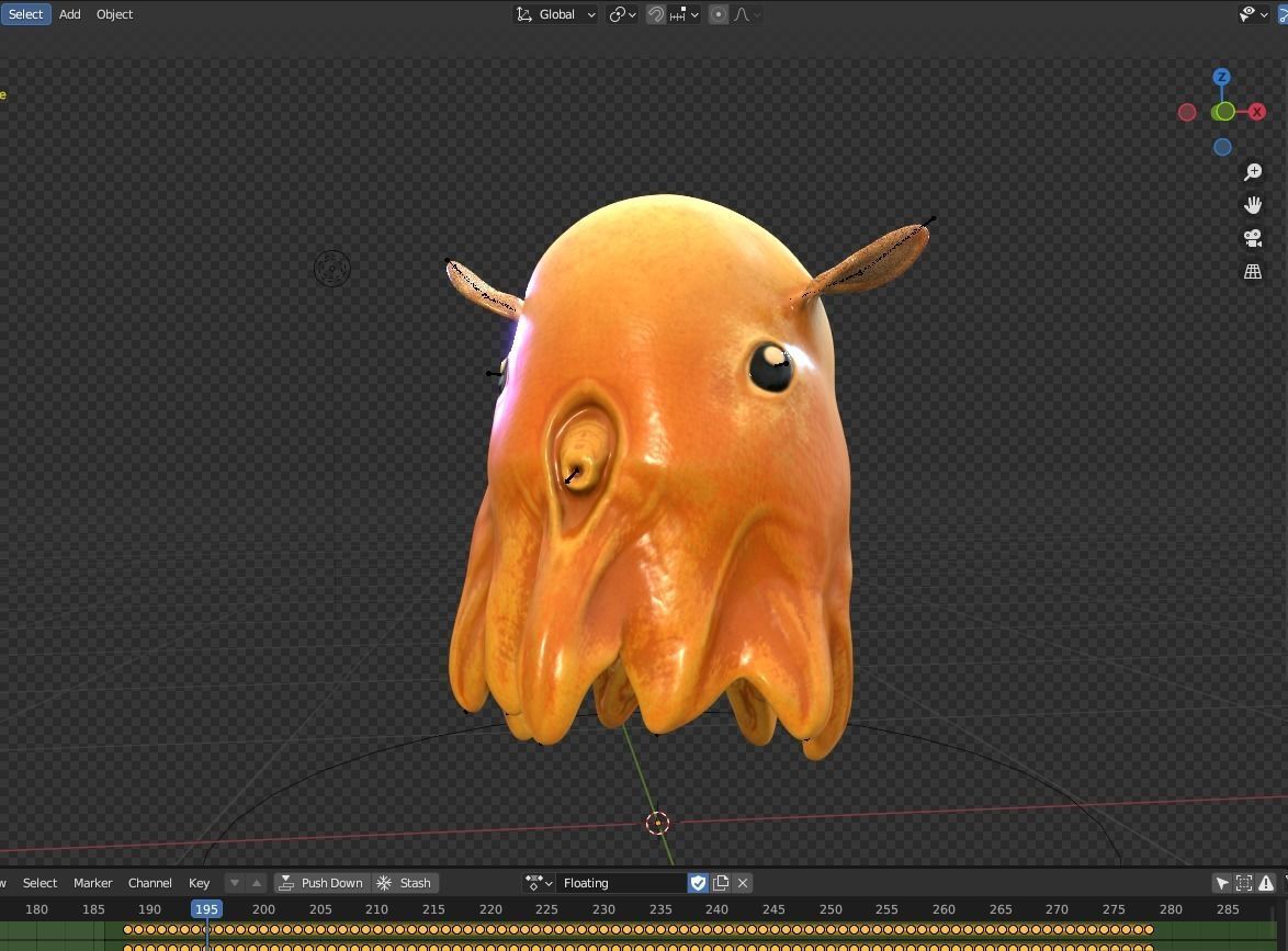 Grimpoteuthis - Dumbo Octopus - Ver 2024  Low-poly 3D model_26