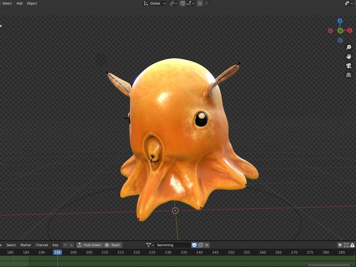 Grimpoteuthis - Dumbo Octopus - Ver 2024  Low-poly 3D model_34