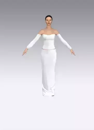 White low slevee  heart neckline  skirt and blouse two pieces