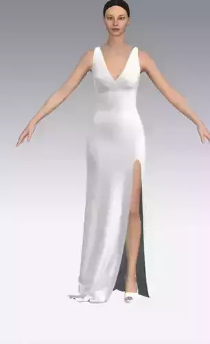 White  degaje collar belt detail slit skirt dress modern look