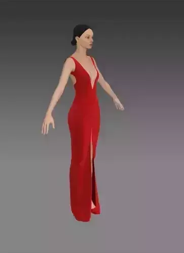 Dress red color degaje  very neckline  