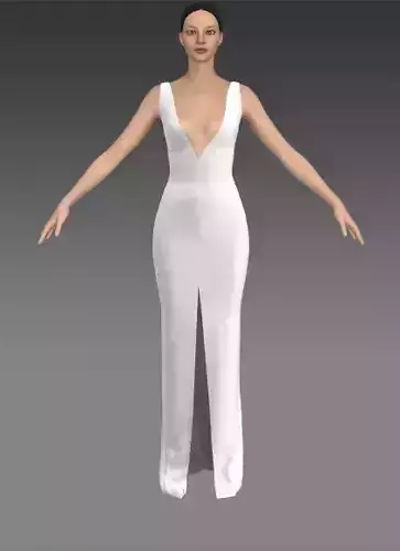 Dress white color degaje  very neckline  