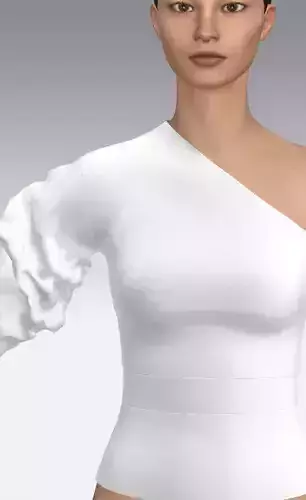 Watermelon slevee one shoulder white