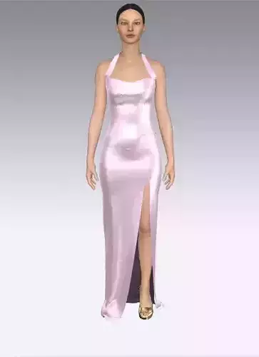 Powder pink lilac silk satin color slit