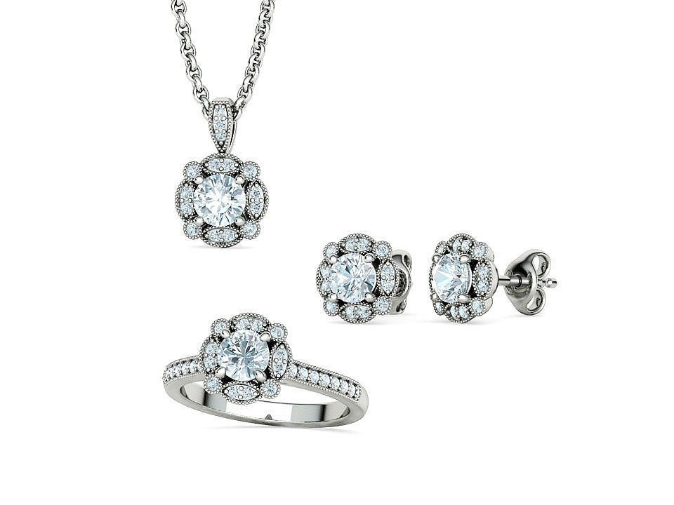 ArtDeco Halo-Ring  Studs Earring Pendant 3dprint models   3D Model Collection_28