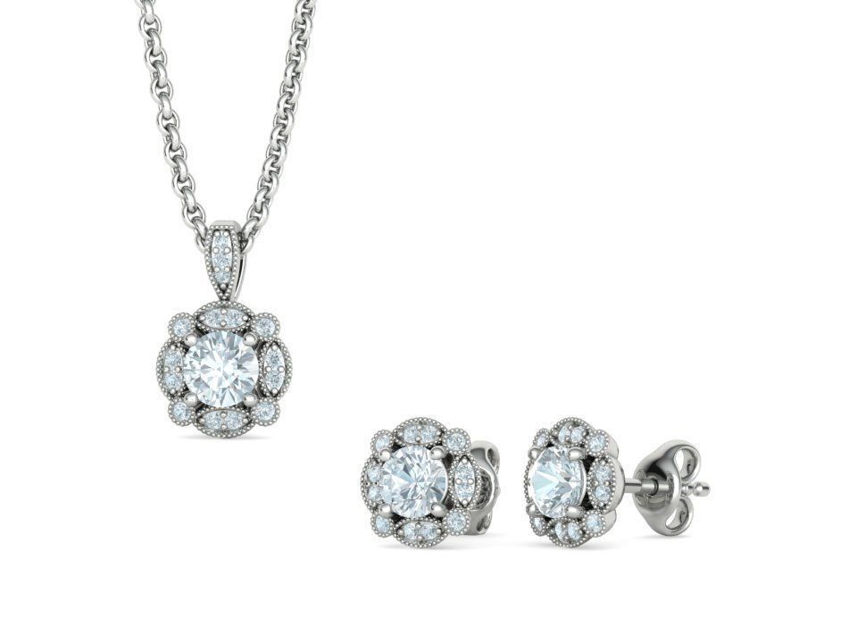 ArtDeco Halo-Ring  Studs Earring Pendant 3dprint models   3D Model Collection_21