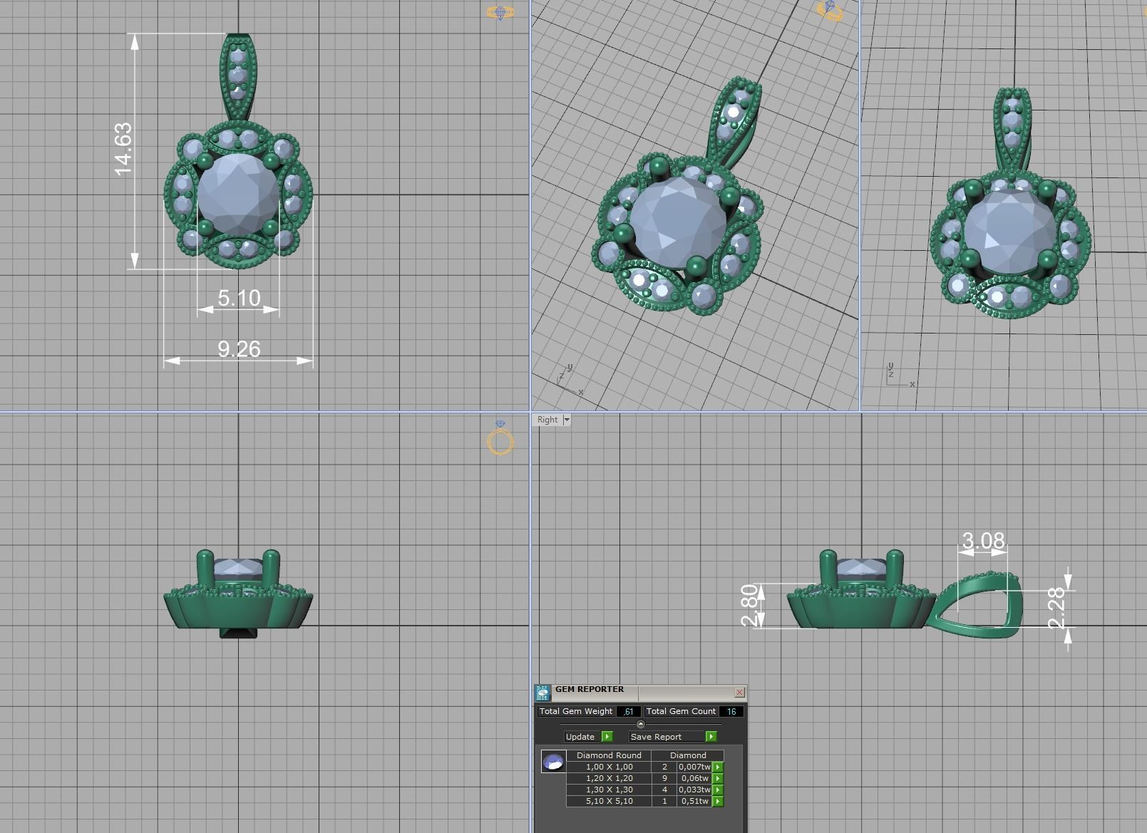 ArtDeco Halo-Ring  Studs Earring Pendant 3dprint models   3D Model Collection_15