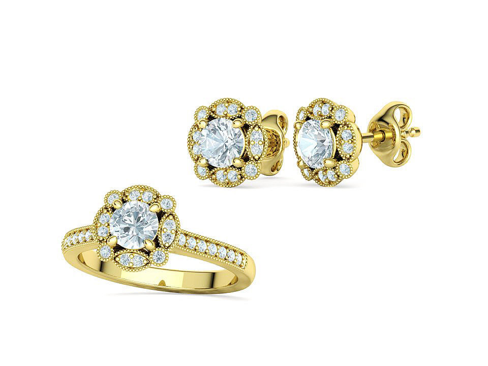 ArtDeco Halo-Ring  Studs Earring Pendant 3dprint models   3D Model Collection_29