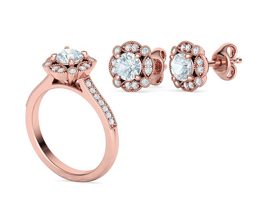 ArtDeco Halo-Ring  Studs Earring Pendant 3dprint models   3D Model Collection_4