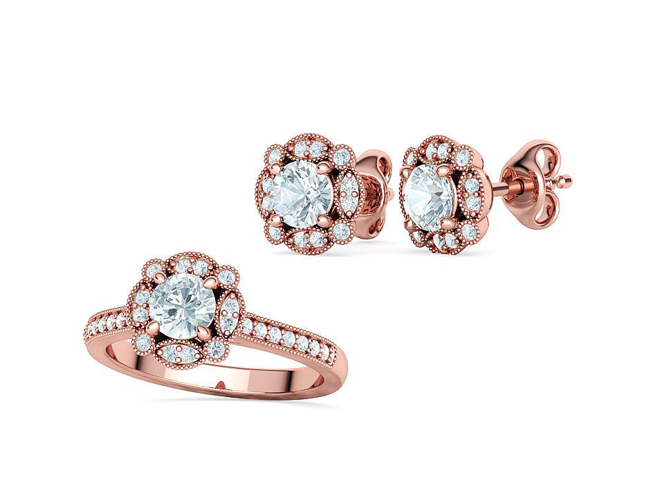 ArtDeco Halo-Ring  Studs Earring Pendant 3dprint models   3D Model Collection_30