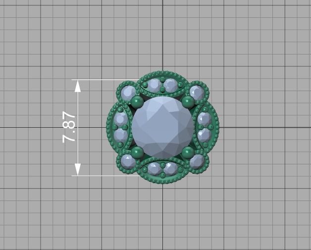 ArtDeco Halo-Ring  Studs Earring Pendant 3dprint models   3D Model Collection_35