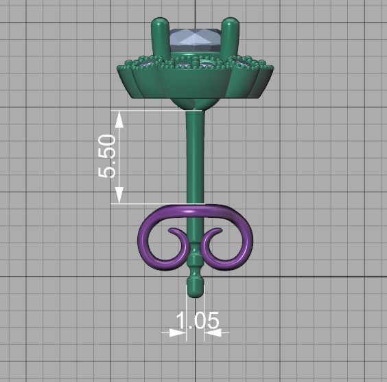 ArtDeco Halo-Ring  Studs Earring Pendant 3dprint models   3D Model Collection_36