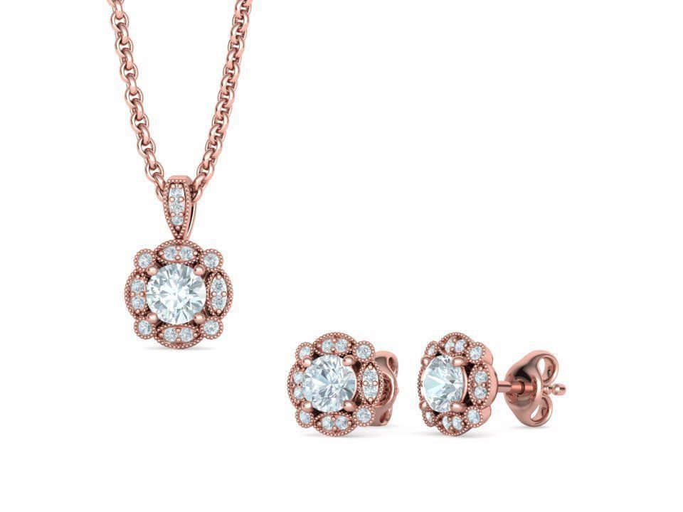 ArtDeco Halo-Ring  Studs Earring Pendant 3dprint models   3D Model Collection_19