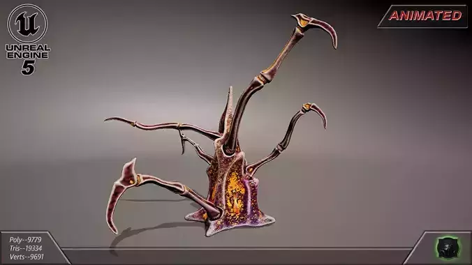 Alien flora - plant 34 Low-poly 3D model
