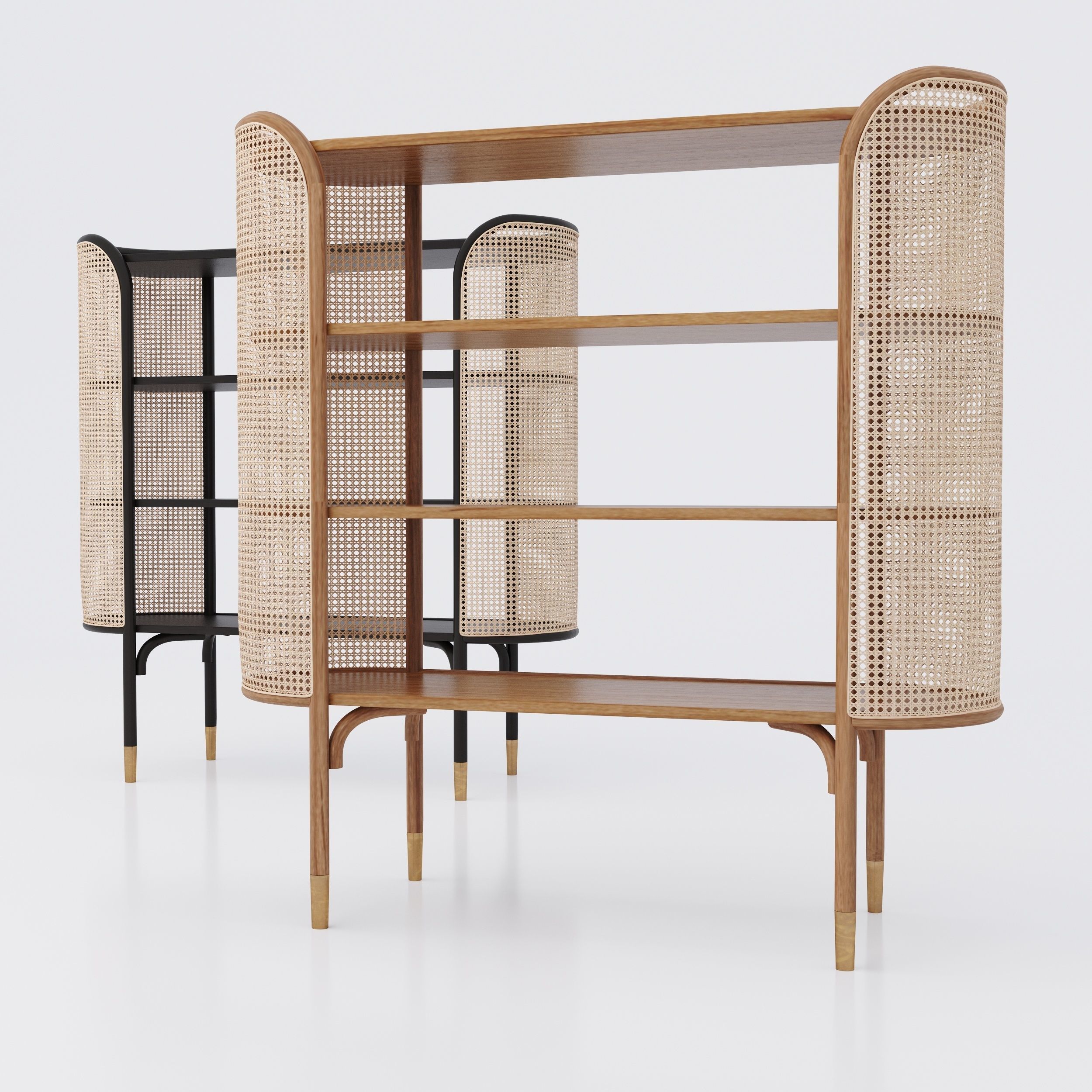 A set comprising of bookcase console bench 3D model_8