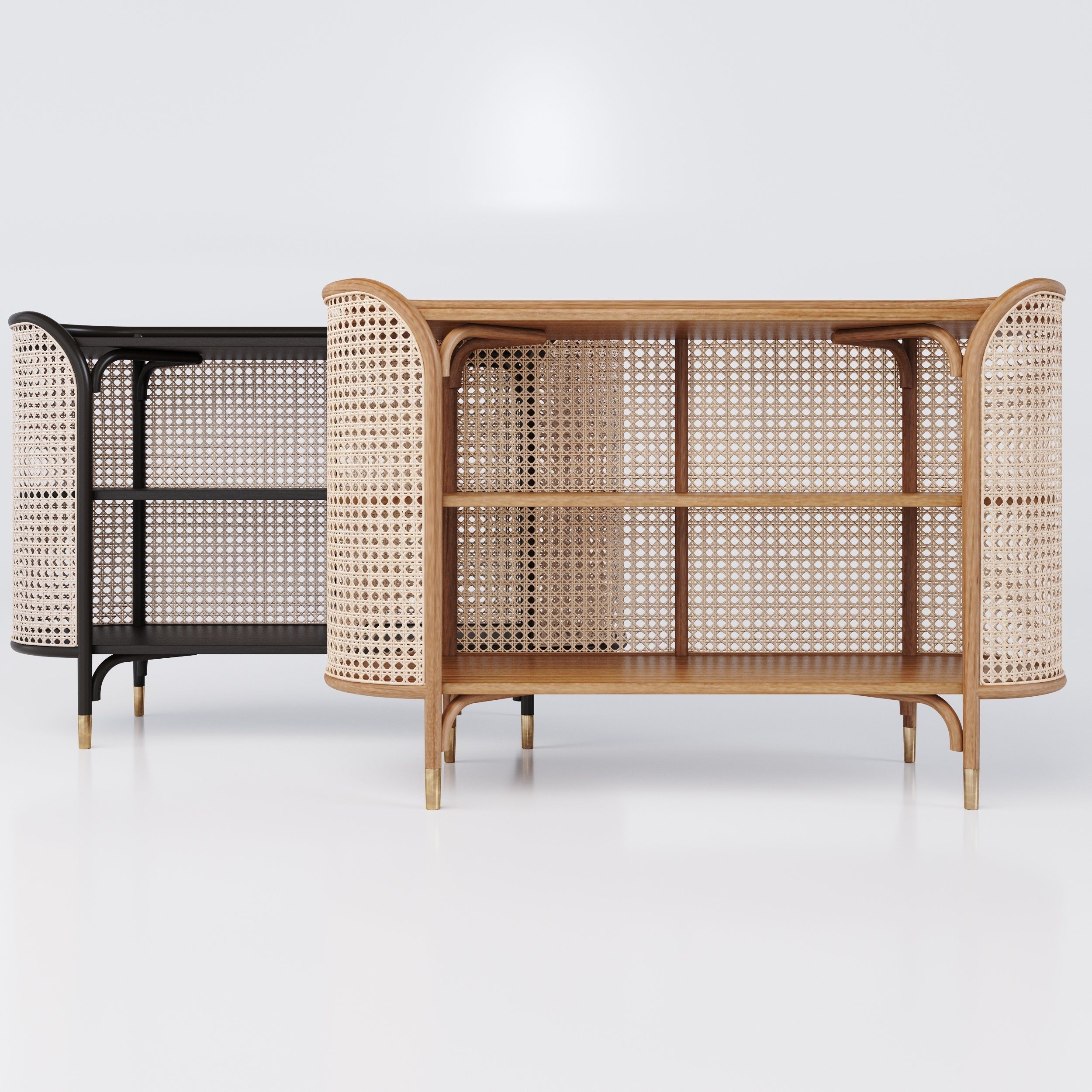 A set comprising of bookcase console bench 3D model_9