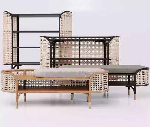 A set comprising of bookcase console  bench
