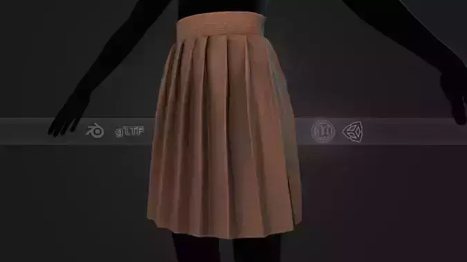 Brown Knife Pleated Skirt  Low-poly 3D model