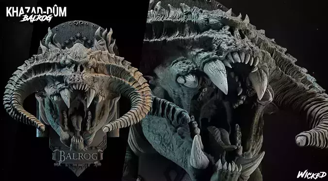 Wicked Movies Balrog Bust ready for 3d printing