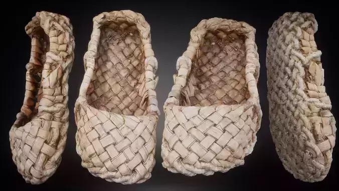 Bast shoe Lapti Low-poly 3D model