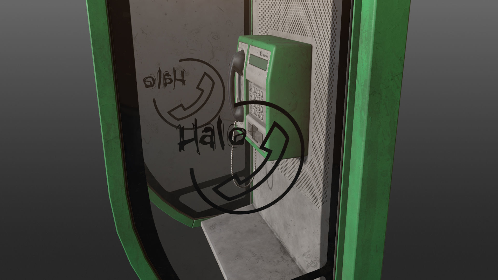 NoviSad PhoneBooth mono GREEN Low-poly 3D model_17