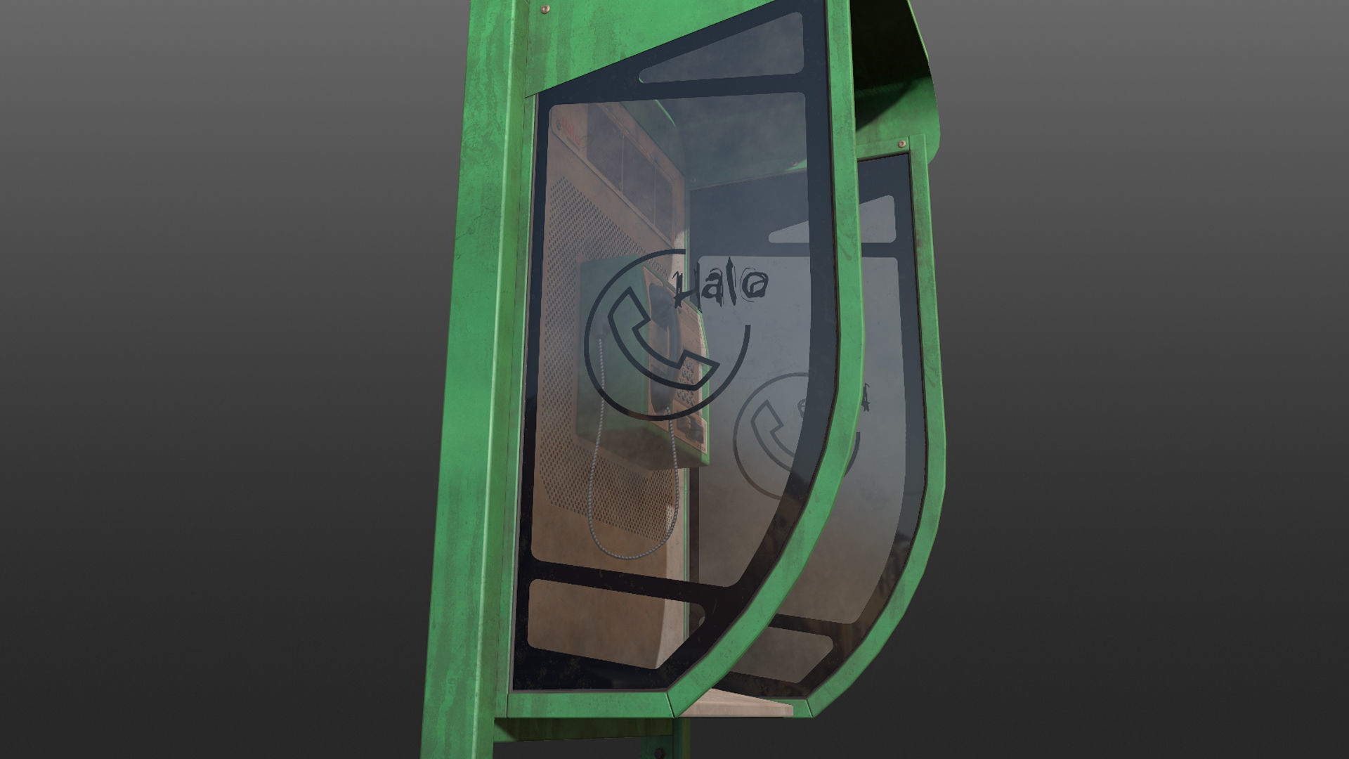 NoviSad PhoneBooth mono GREEN Low-poly 3D model_15