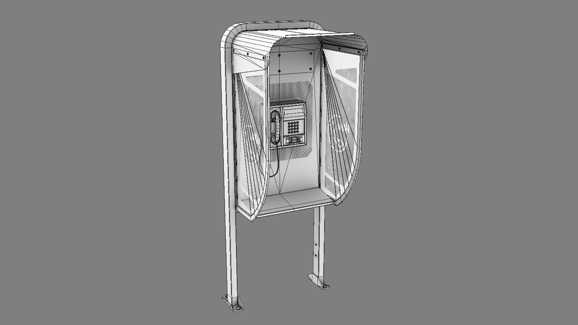 NoviSad PhoneBooth mono GREEN Low-poly 3D model_23
