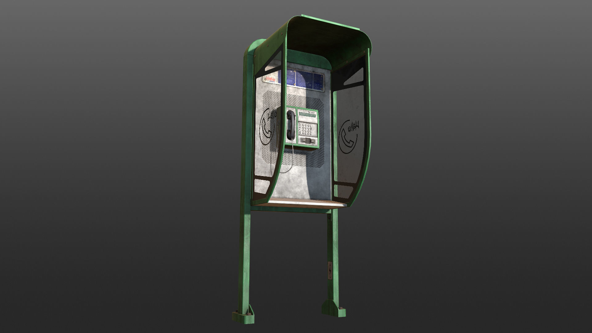 NoviSad PhoneBooth mono GREEN Low-poly 3D model_14