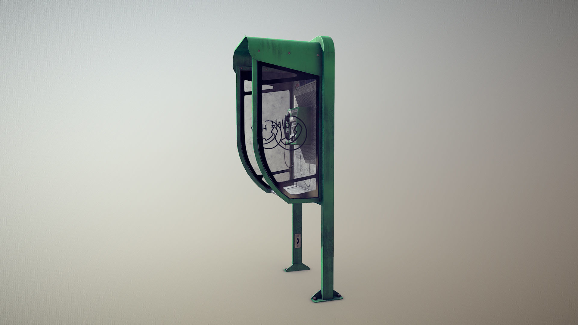 NoviSad PhoneBooth mono GREEN Low-poly 3D model_6