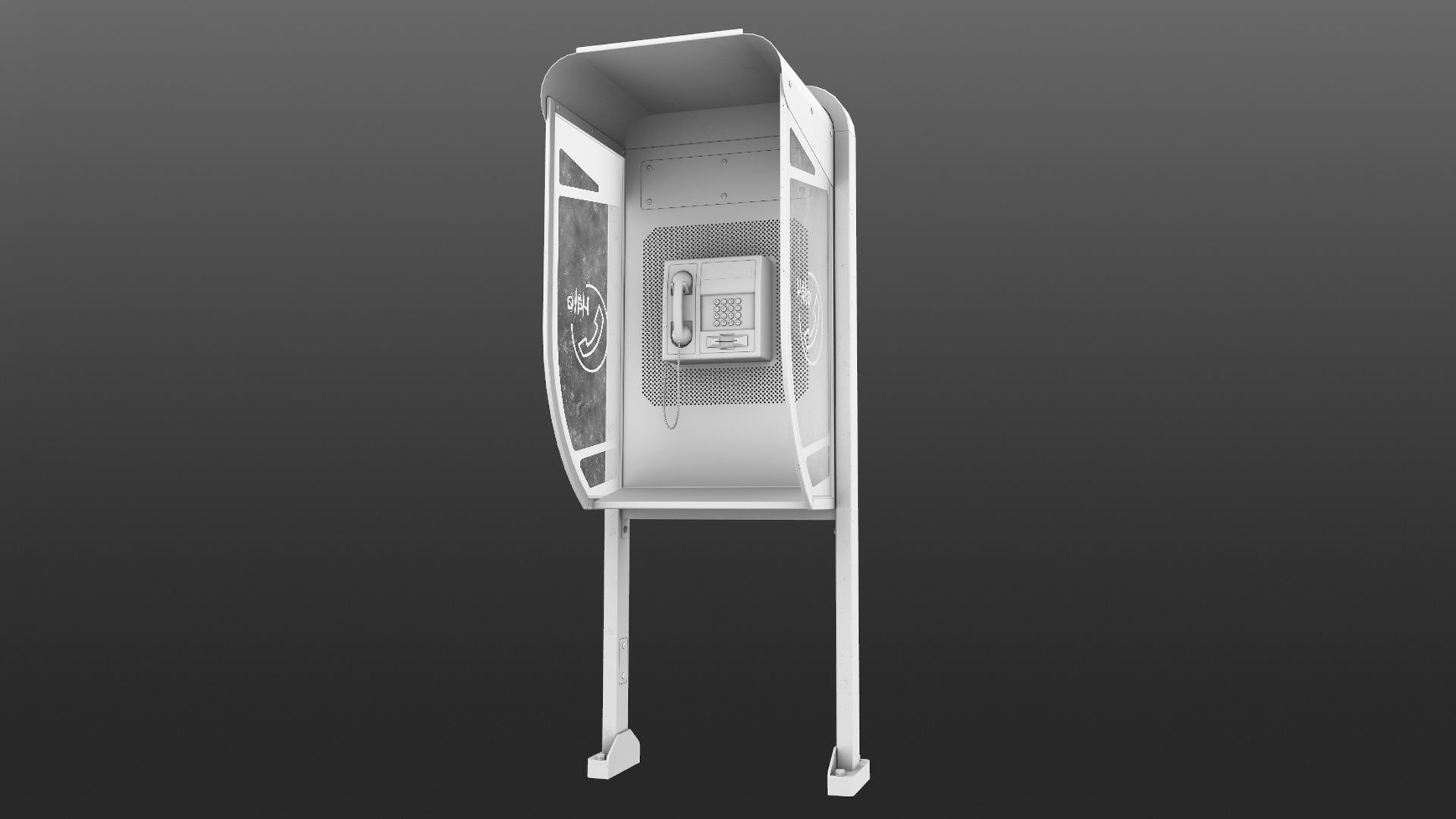 NoviSad PhoneBooth mono GREEN Low-poly 3D model_19