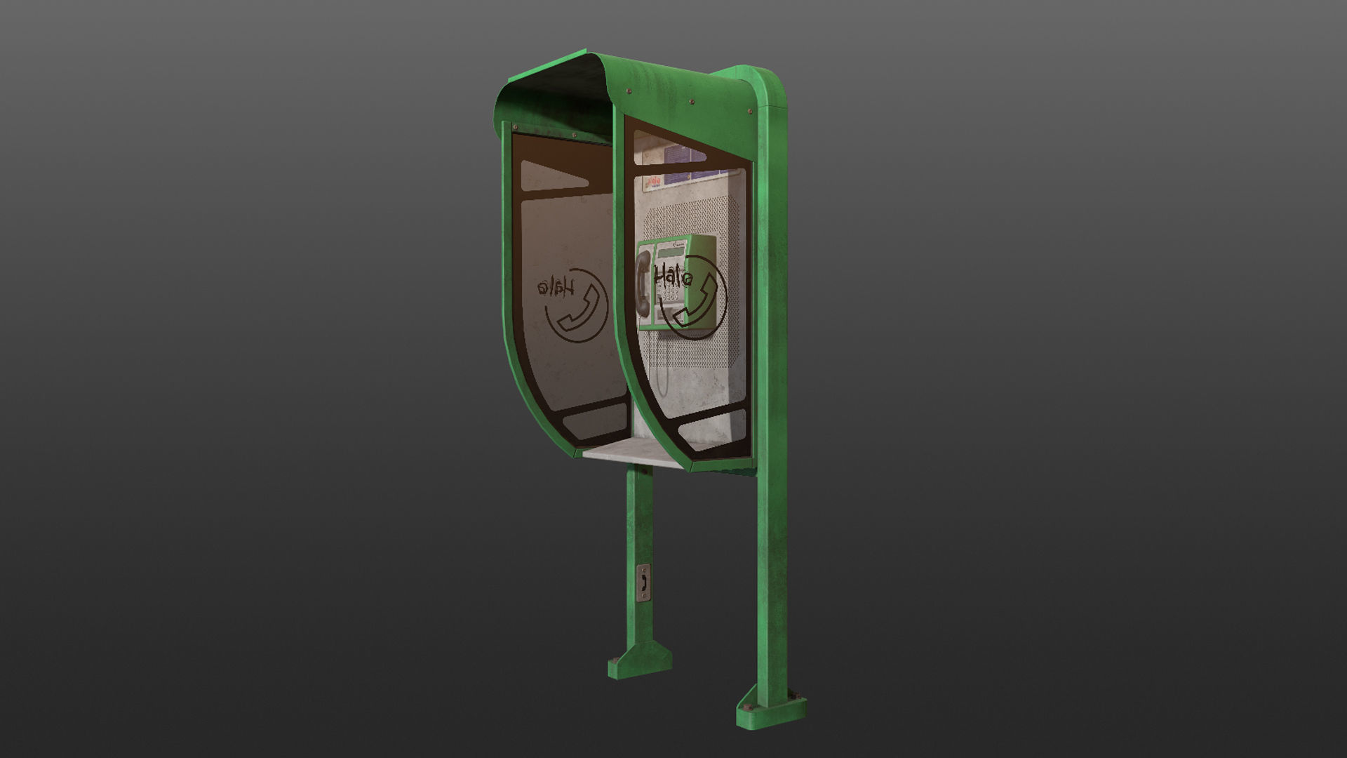 NoviSad PhoneBooth mono GREEN Low-poly 3D model_10