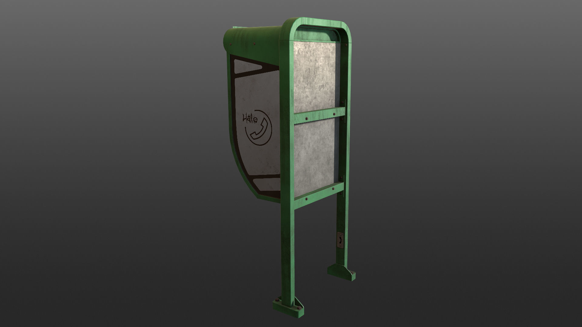 NoviSad PhoneBooth mono GREEN Low-poly 3D model_13
