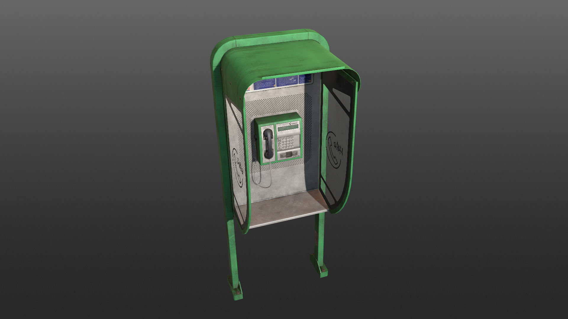 NoviSad PhoneBooth mono GREEN Low-poly 3D model_12