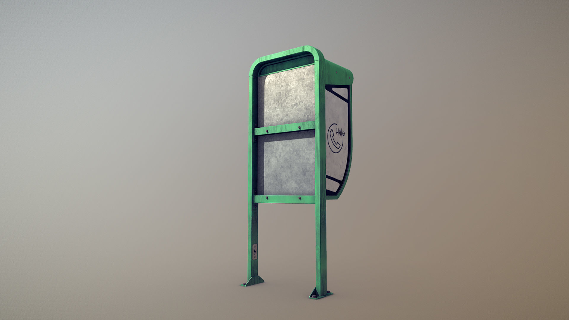 NoviSad PhoneBooth mono GREEN Low-poly 3D model_3