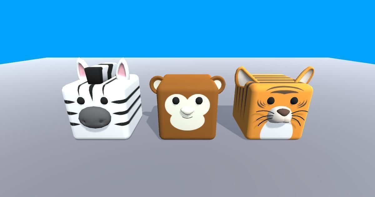 Low poly Cube Animals 3D - Cartoon Animals - 2 Low-poly 3D model_7