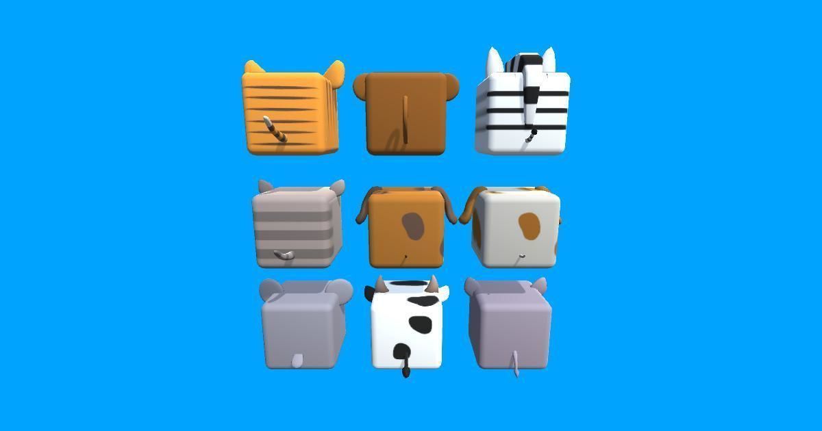 Low poly Cube Animals 3D - Cartoon Animals - 2 Low-poly 3D model_4