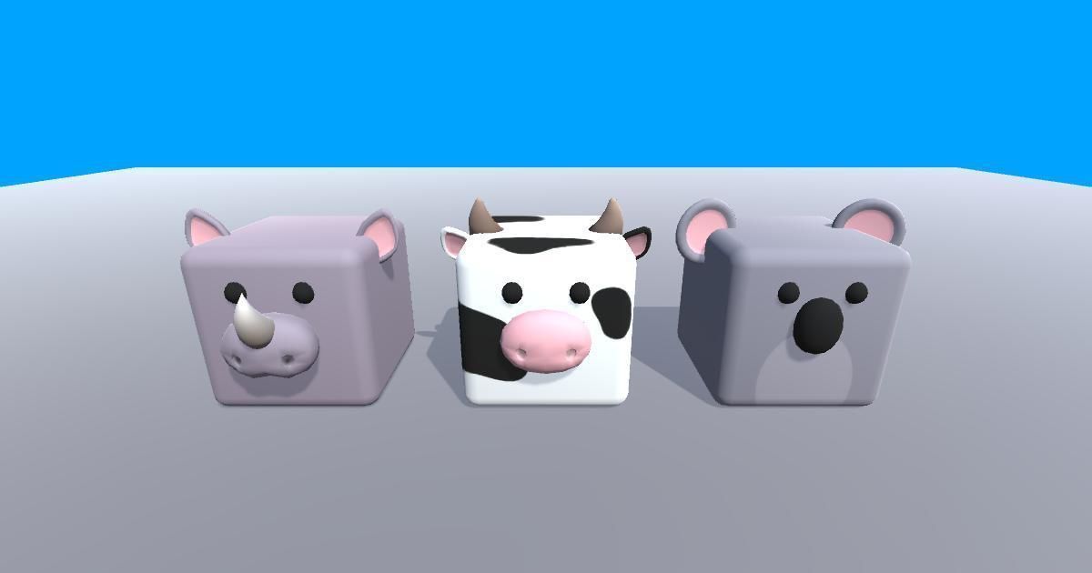 Low poly Cube Animals 3D - Cartoon Animals - 2 Low-poly 3D model_5