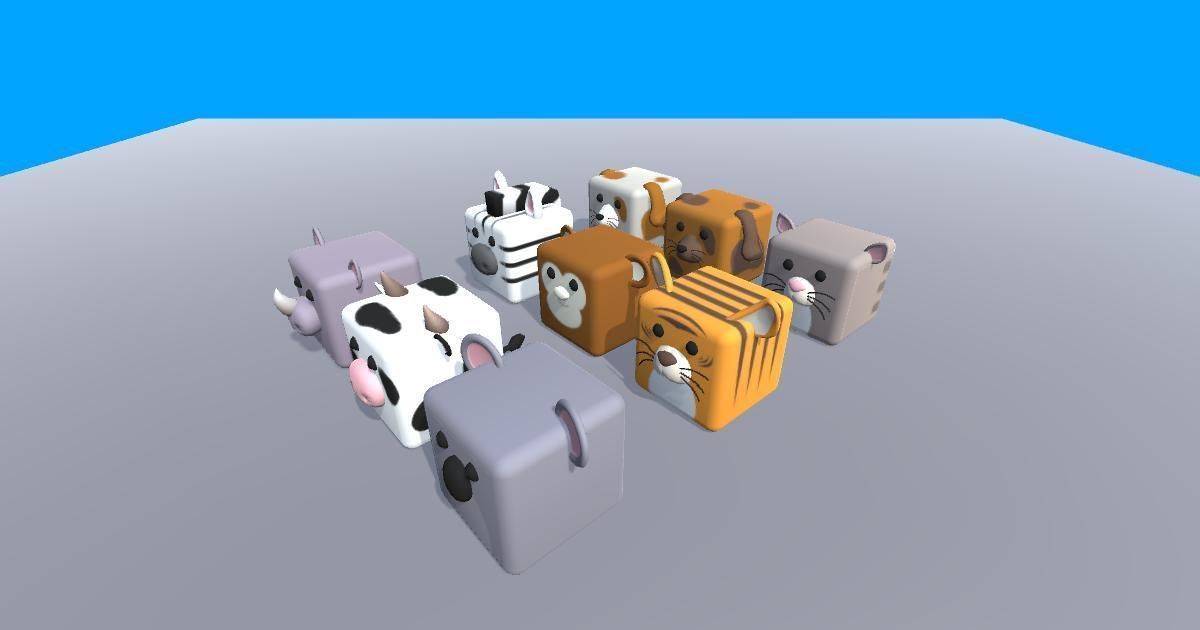 Low poly Cube Animals 3D - Cartoon Animals - 2 Low-poly 3D model_3