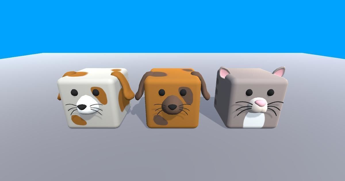 Low poly Cube Animals 3D - Cartoon Animals - 2 Low-poly 3D model_6