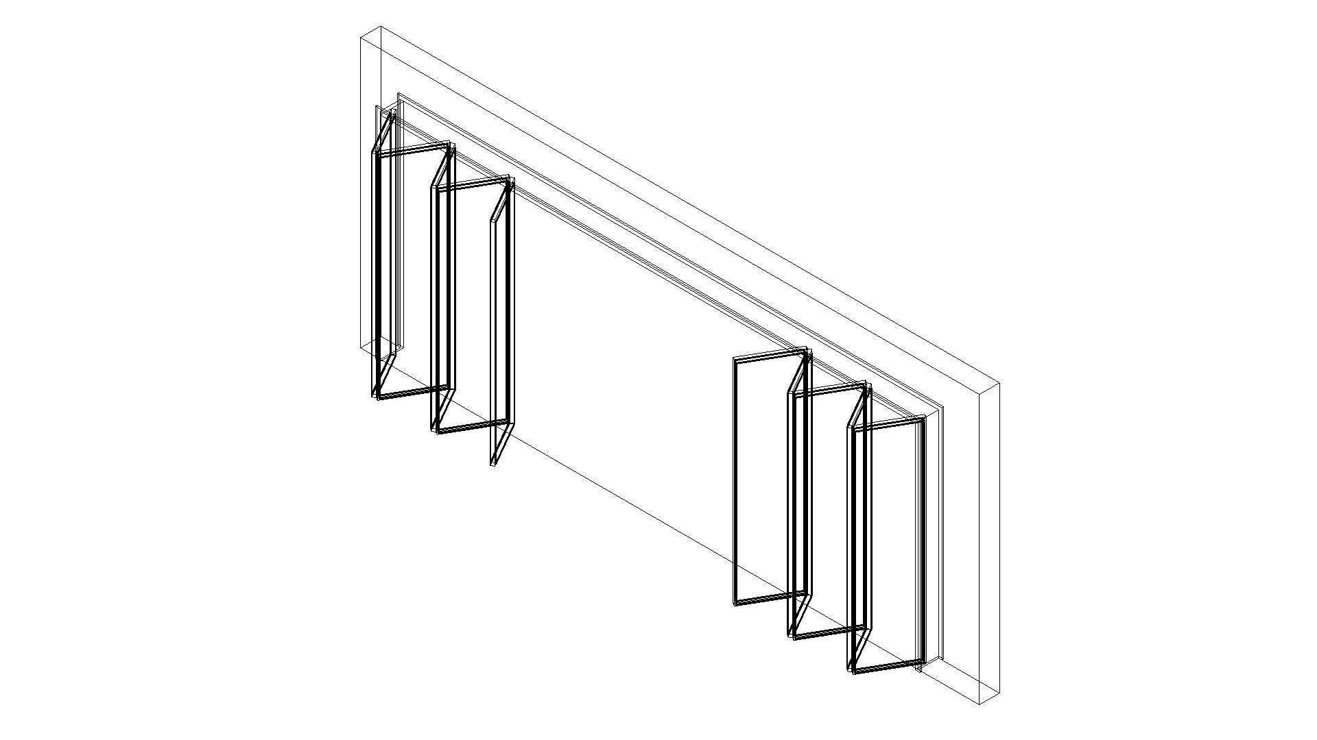 Fully Parametric Double Opening Bi-Fold Doors 3D model_8