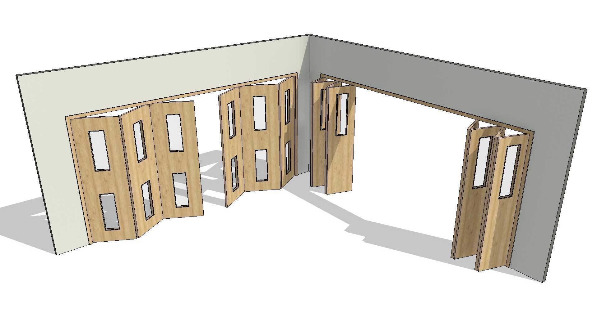 Fully Parametric Double Opening Bi-Fold Doors 3D model_2
