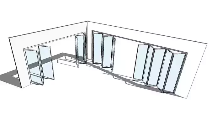 Fully Parametric Double Opening Bi-Fold Doors 3D model