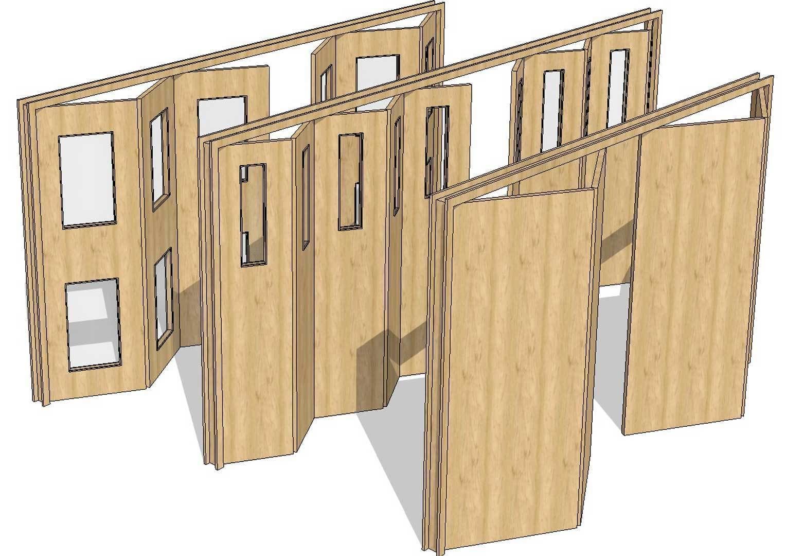 Fully Parametric Double Opening Bi-Fold Doors 3D model_6