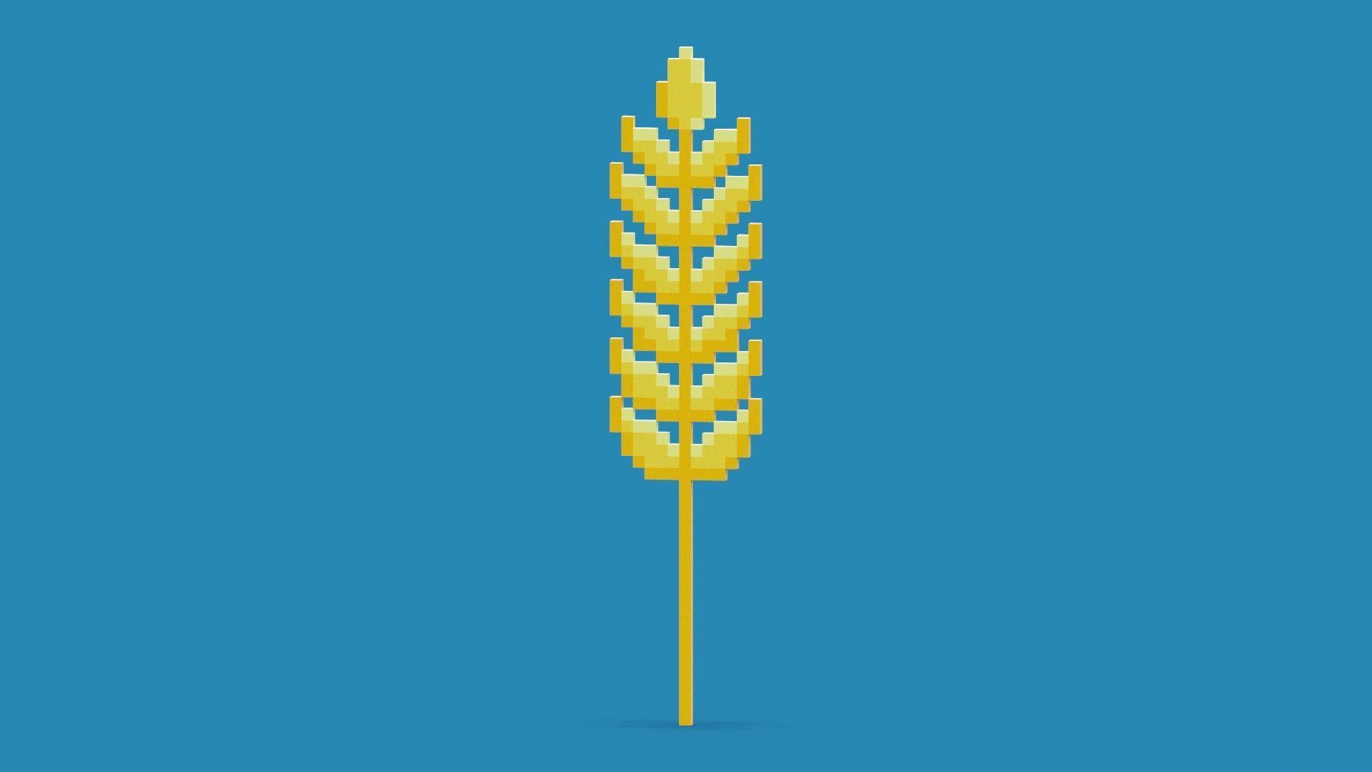 Pixel Wheat Low-poly 3D model_1